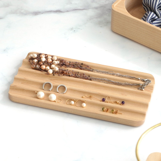 スタッキング カバートレー ロング 180×90mm 卓上収納 木製 Wooden Desk Organizer Storage tray Rectangle Jeantopia ジントピア