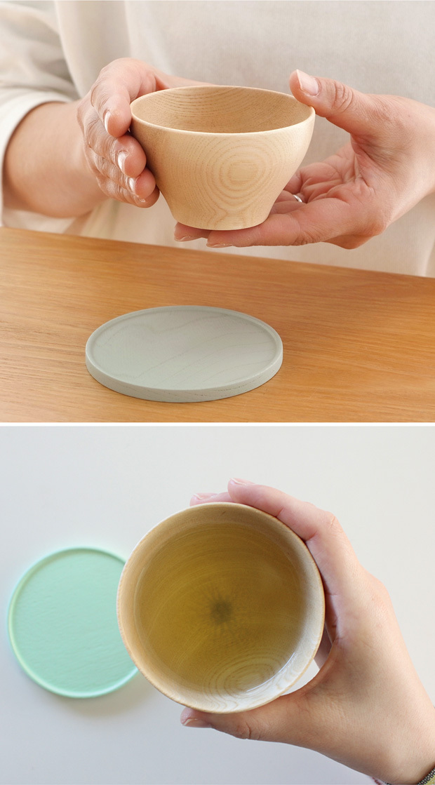 畑漆器店 KOMA pair set col. ペアセット 山中漆器 木製 日本製 湯呑椀 小皿 カップ ソーサ―  2個セット