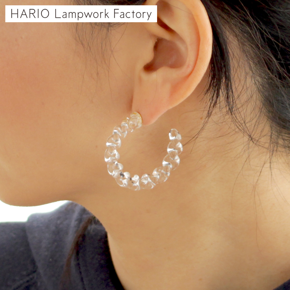 HARIO Lampwork Factory ハリオ ピアス ネジリ Abstract ガラス製