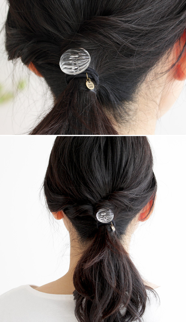 ꫛꫀꪝ硝子の髪飾り★ポンポネグラス★ヘアゴム 「latticello」yellw ꫛꫀꪝ硝子の髪飾り☆ポンポネグラス☆ヘアゴム 「latticello