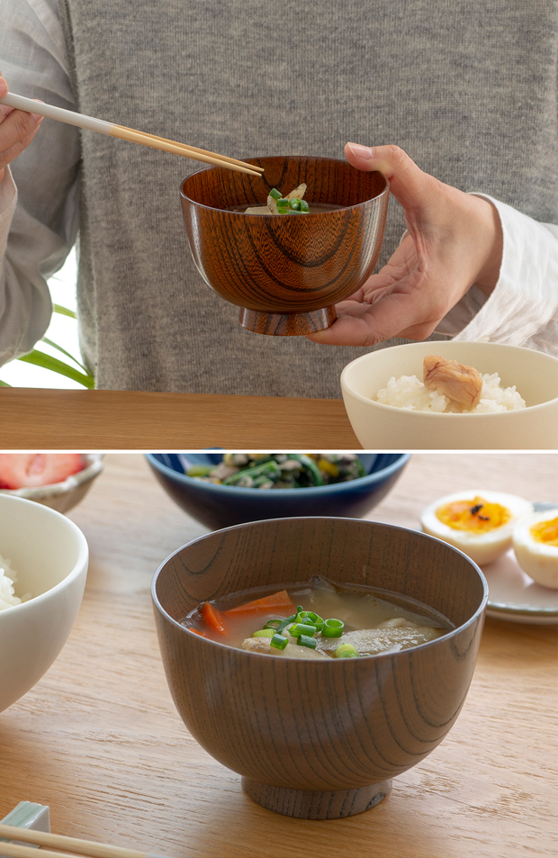 SHIRASAGI サブロク椀 仙才 せんさい けやき 欅 漆黒 漆赤 漆茶 ベージュ グレー お椀 汁椀 みそ汁 日本製 天然木 白鷺木工