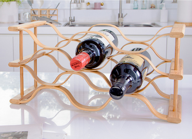 Gudee ワインラック 6本用 ワイン収納 保管 木製 竹 WAVI Wine rack 6-bottle ナチュラル ブラウン GudeeLife　Gudee