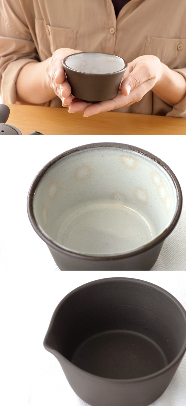 萬古茶器  5客         96 かもしか道具店 急須 直 150 セット 茶時間 日本製 萬古焼 陶器