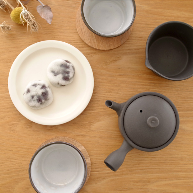 萬古茶器  5客         96 かもしか道具店 急須 直 150 セット 茶時間 日本製 萬古焼 陶器