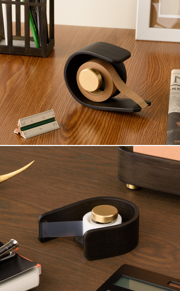 スリムでおしゃれな木製テープカッター 販売 テープディスペンサー tape dispenser テープカッター台