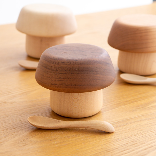 スナオラボ きのこのうつわ＋スプーン コップ お椀 スプーン ベビー食器 木製 日本製 箱入り