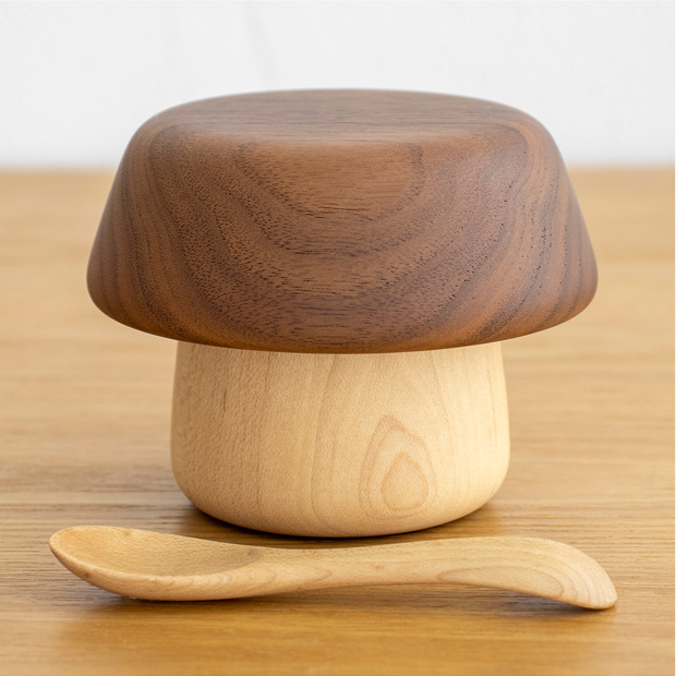 スナオラボ きのこのうつわ＋スプーン コップ お椀 スプーン ベビー食器 木製 日本製 箱入り