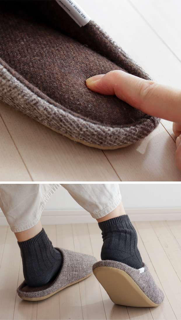 ABE HOME SHOES ウールホームシューズ Lサイズ 24.5〜26cm 阿部産業 スリッパ  冬用 ルームシューズ 室内履き 無地 日本製 来客用 レディース メンズ 大人用