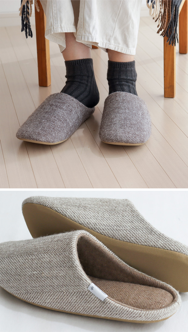 ABE HOME SHOES ウールホームシューズ Lサイズ 24.5〜26cm 阿部産業 スリッパ  冬用 ルームシューズ 室内履き 無地 日本製 来客用 レディース メンズ 大人用