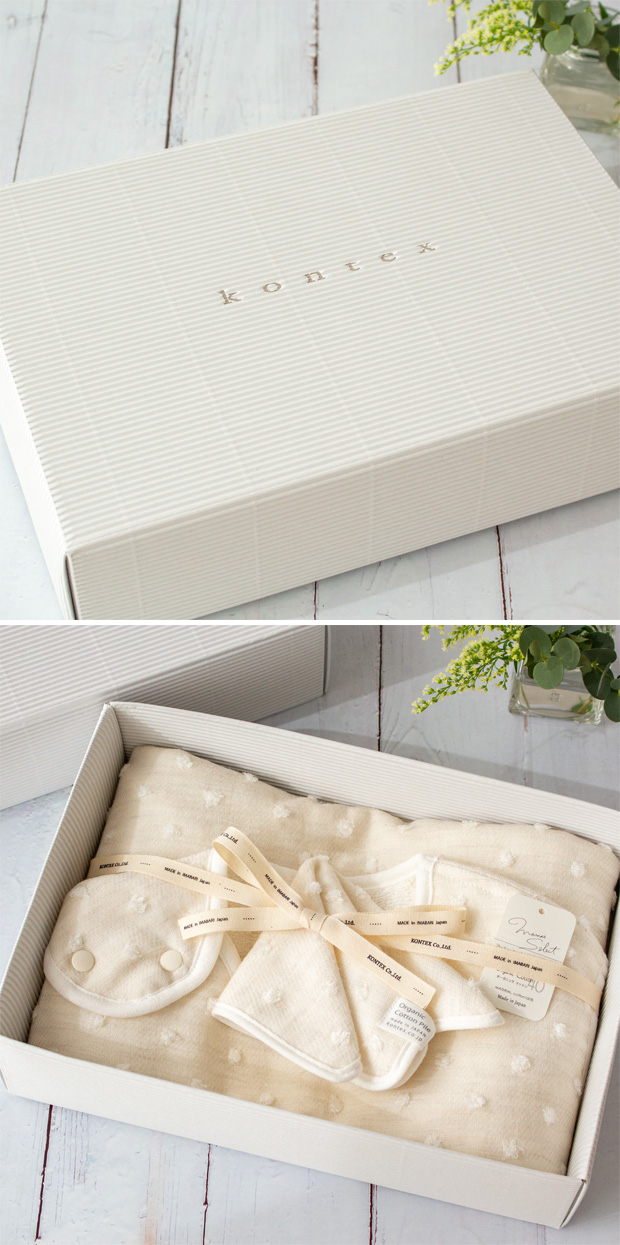 kontex コンテックス ナチュラルドット コットンスリーパー ハンカチ セット BOX入り