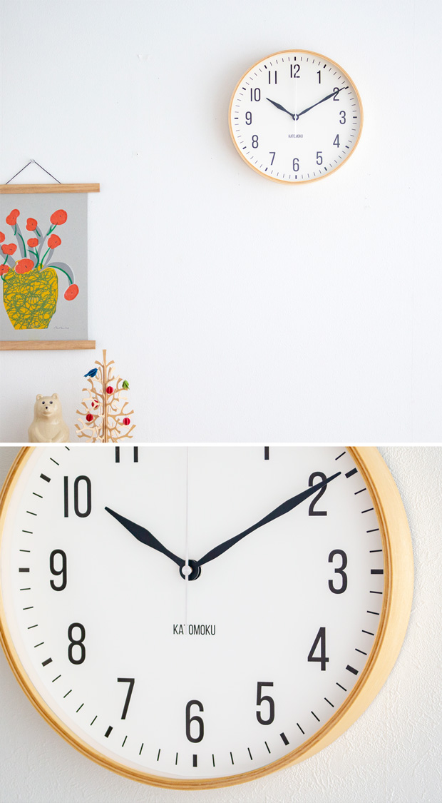 掛け時計 電波時計 木製 加藤木工 plywood wall clock 19 ナチュラル