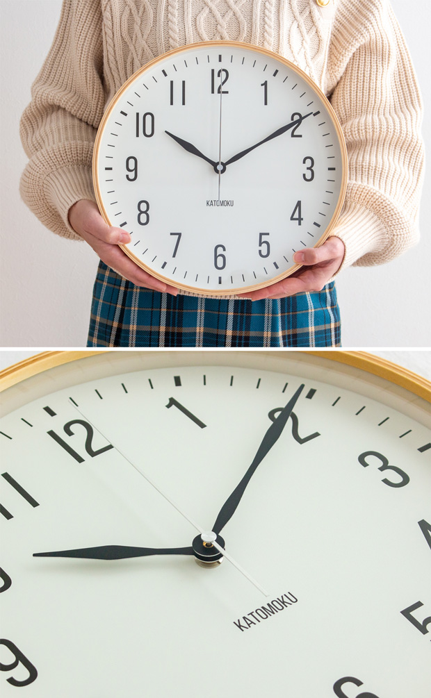 掛け時計 電波時計 木製 加藤木工 plywood wall clock 19 ナチュラル