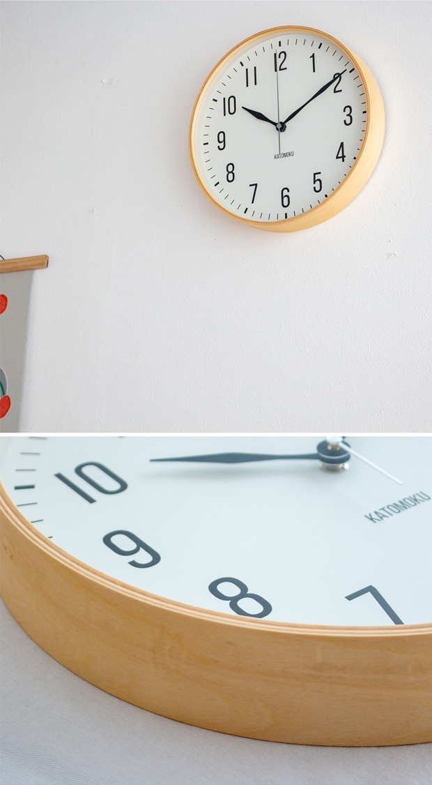 掛け時計 電波時計 木製 加藤木工 plywood wall clock 19 ナチュラル