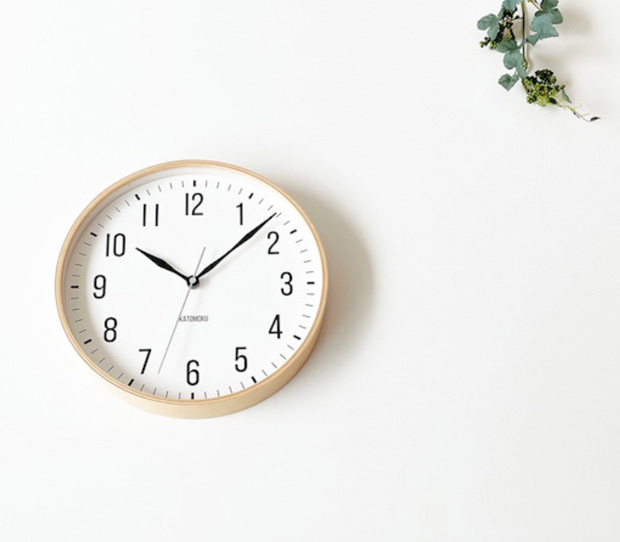 掛け時計 電波時計 木製 加藤木工 plywood wall clock 19 ナチュラル