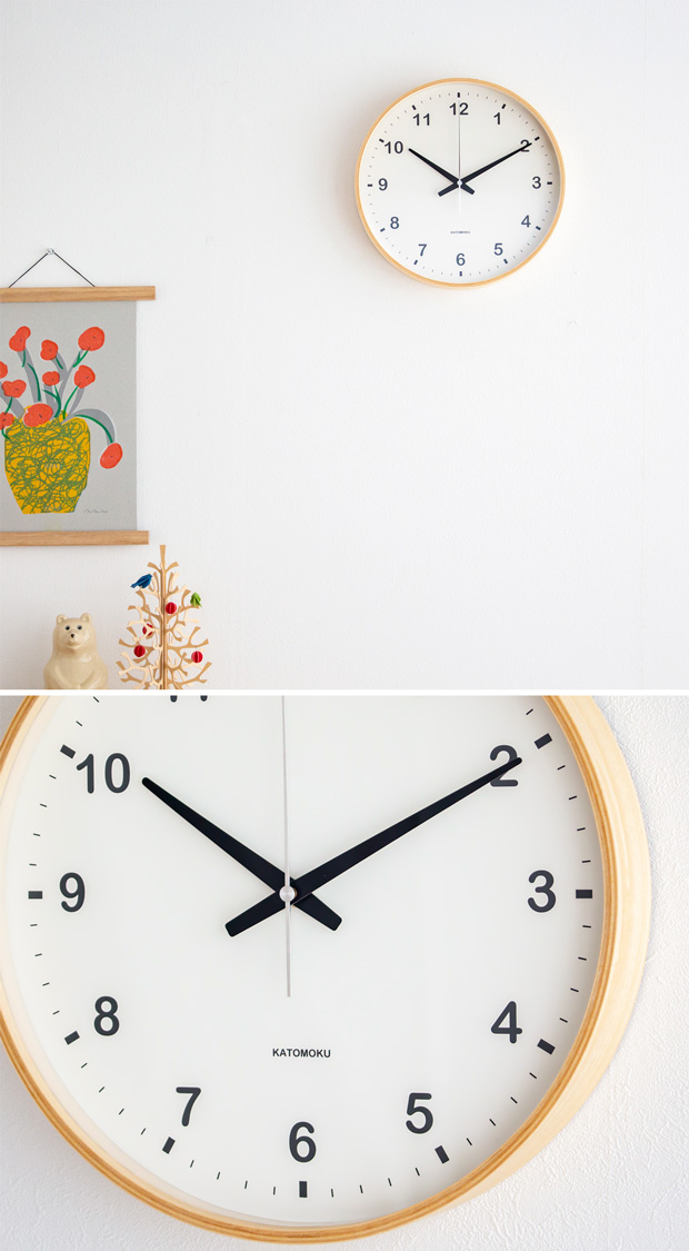加藤木工 カトモク 掛け時計 KATOMOKU plywood wall clock L
