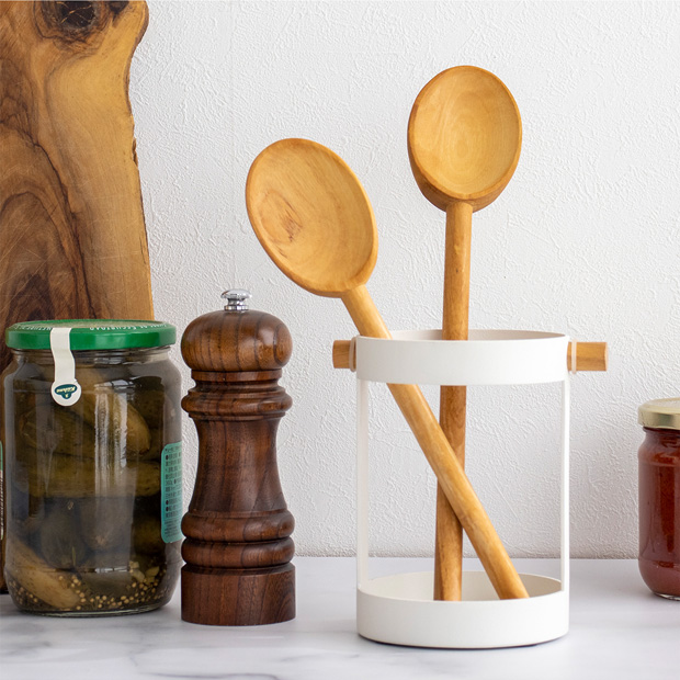 2/22はポイント10倍／ スプーン 木製 30cm 木のスプーン 丸 ホワイト