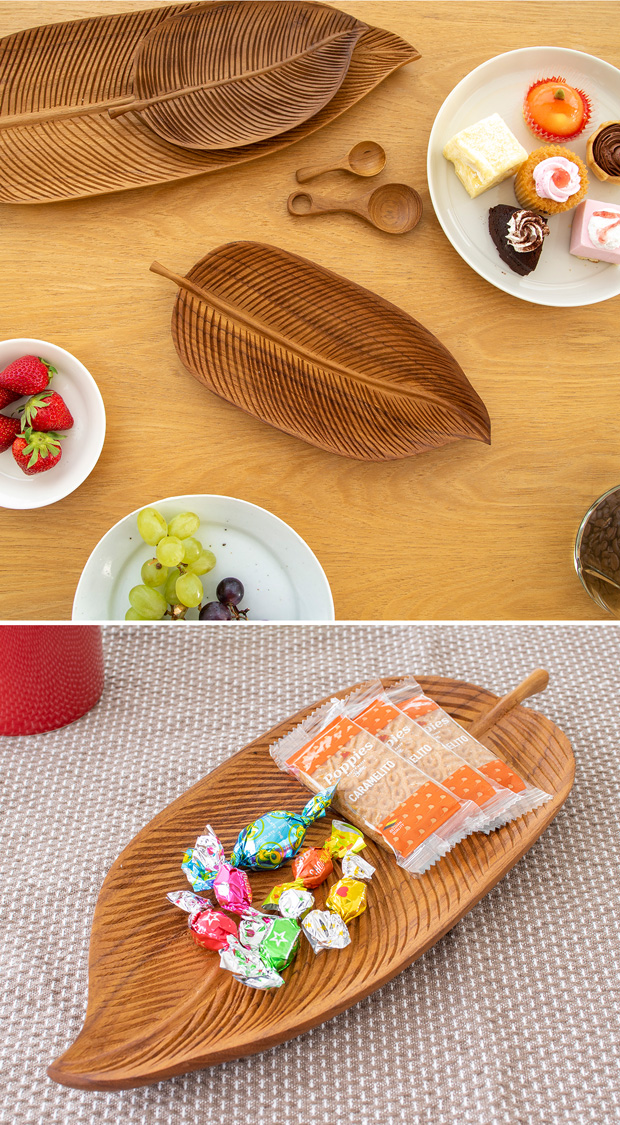 チークリーフプレート M ウッドコレクション Wood Collection 木 木製