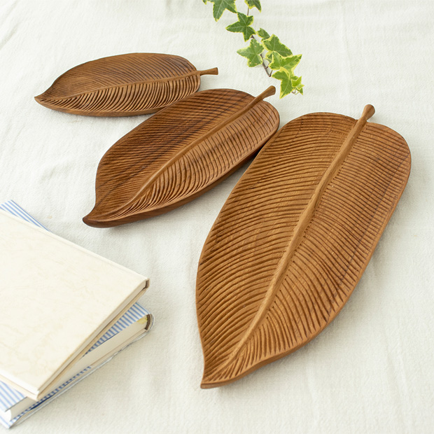 チークリーフプレート M ウッドコレクション Wood Collection 木 木製
