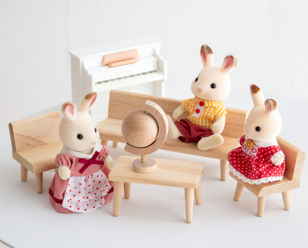 期間限定SALE／ ミニチュア 木の家具セット リビングルーム 1/18 家具