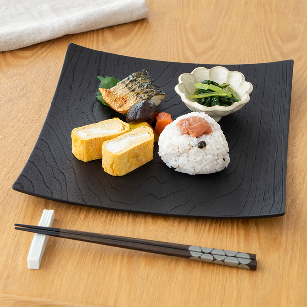 木製食器 皿 プレート 木製 食器 四角 正方形 27cm 黒 日本製 Natural 