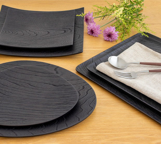 取扱終了】トレー 木製 お盆 円形 32cm 丸 黒 日本製 カフェ Natural