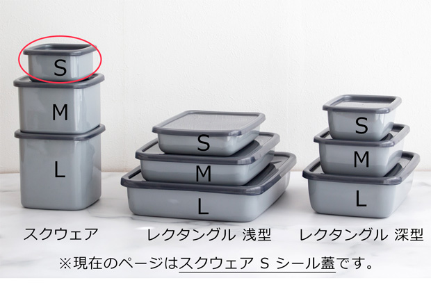 White Series 野田琺瑯 ＋Gray グレー スクウェア S サイズ シール蓋付