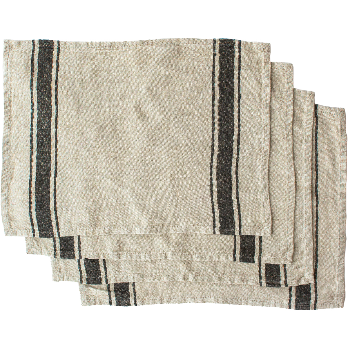 2/5はポイント10倍／ ランチョンマット リネン ストライプ 4枚セット