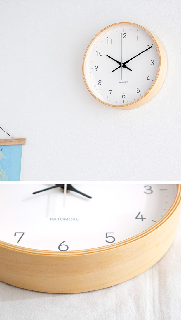 加藤木工 カトモク 掛け時計 KATOMOKU plywood wall clock 22 ナチュラル 掛時計 木製 電波時計 スイープムーブメント 日本製 KM-121