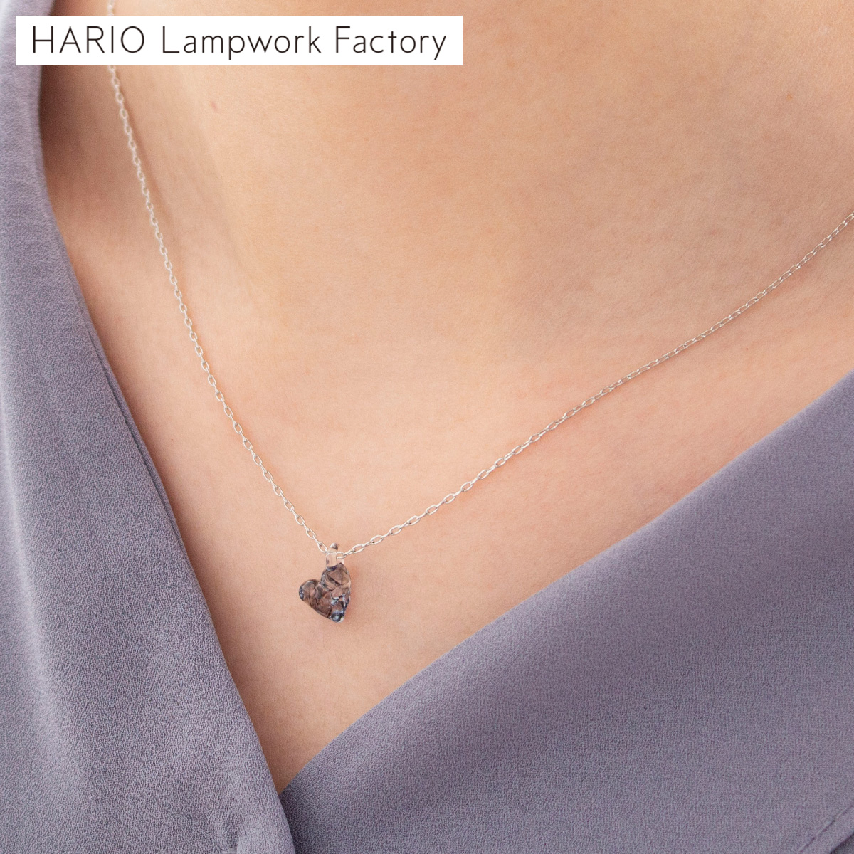 ハリオ ネックレス ウィンクハート ブラック ハート型 ガラス製 HARIO Lampwork Factory 手作り 日本製