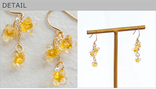 HARIO Lampwork Factory ハリオ ピアス ひとふさのミモザ 花
