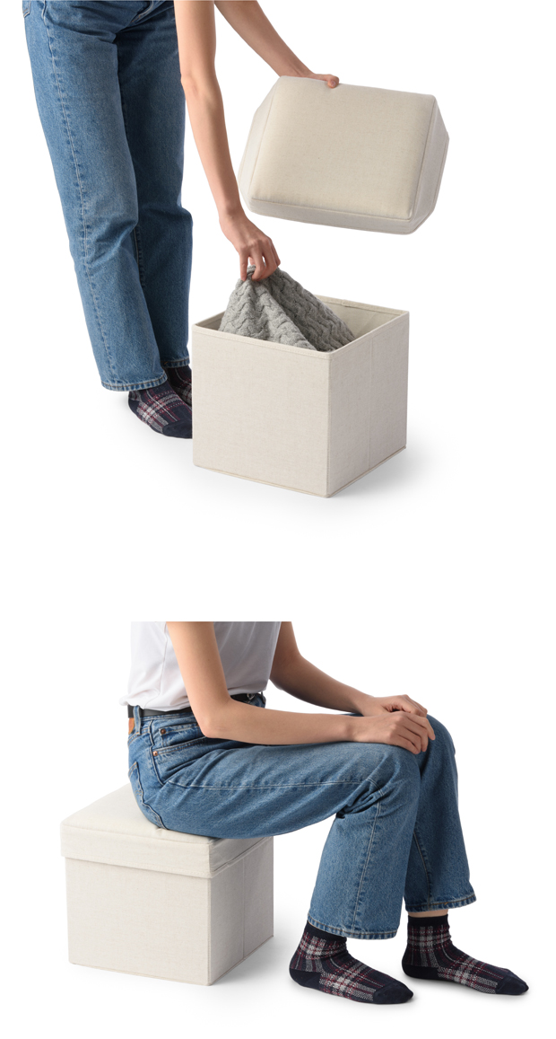 Gudee 収納スツール 布 折りたたみ 収納ボックス 椅子 オットマン チェア 収納ケース 正方形 ALFIO GudeeLife グディ