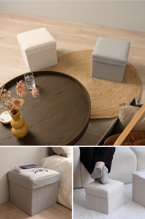 Gudee 収納スツール 布 折りたたみ 収納ボックス 椅子 オットマン チェア 収納ケース 正方形 ALFIO GudeeLife グディ