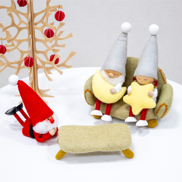 ミニチュア ソファー＆コーヒーテーブルセット ベージュ 家具 フェルト