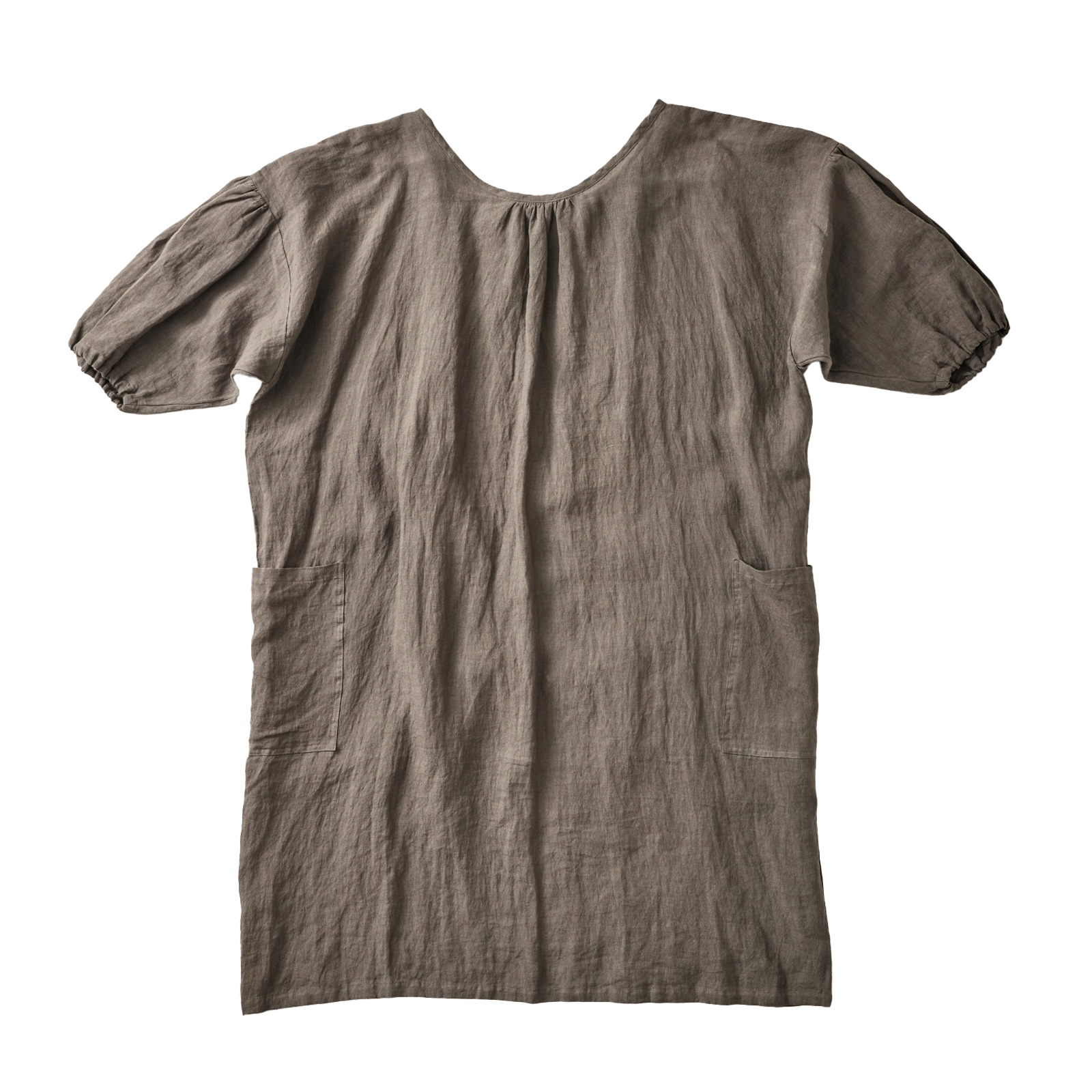 エプロンコート リネン 2way かっぽう着 割烹着 無地 ロング 軽い 麻