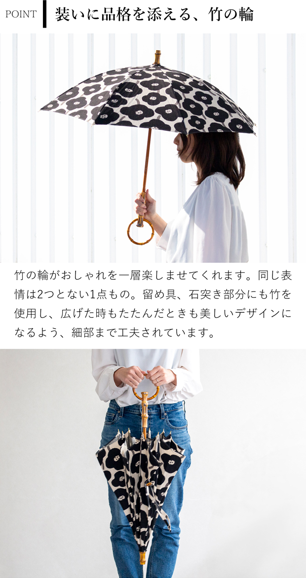 SUR MER シュールメール 日傘 綿麻キャンバス ポピー柄 花柄