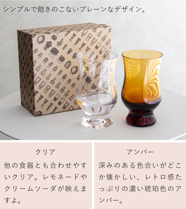 廣田硝子 BYRON コーヒーグラス ギフトセット アンバー＆クリア 250ml