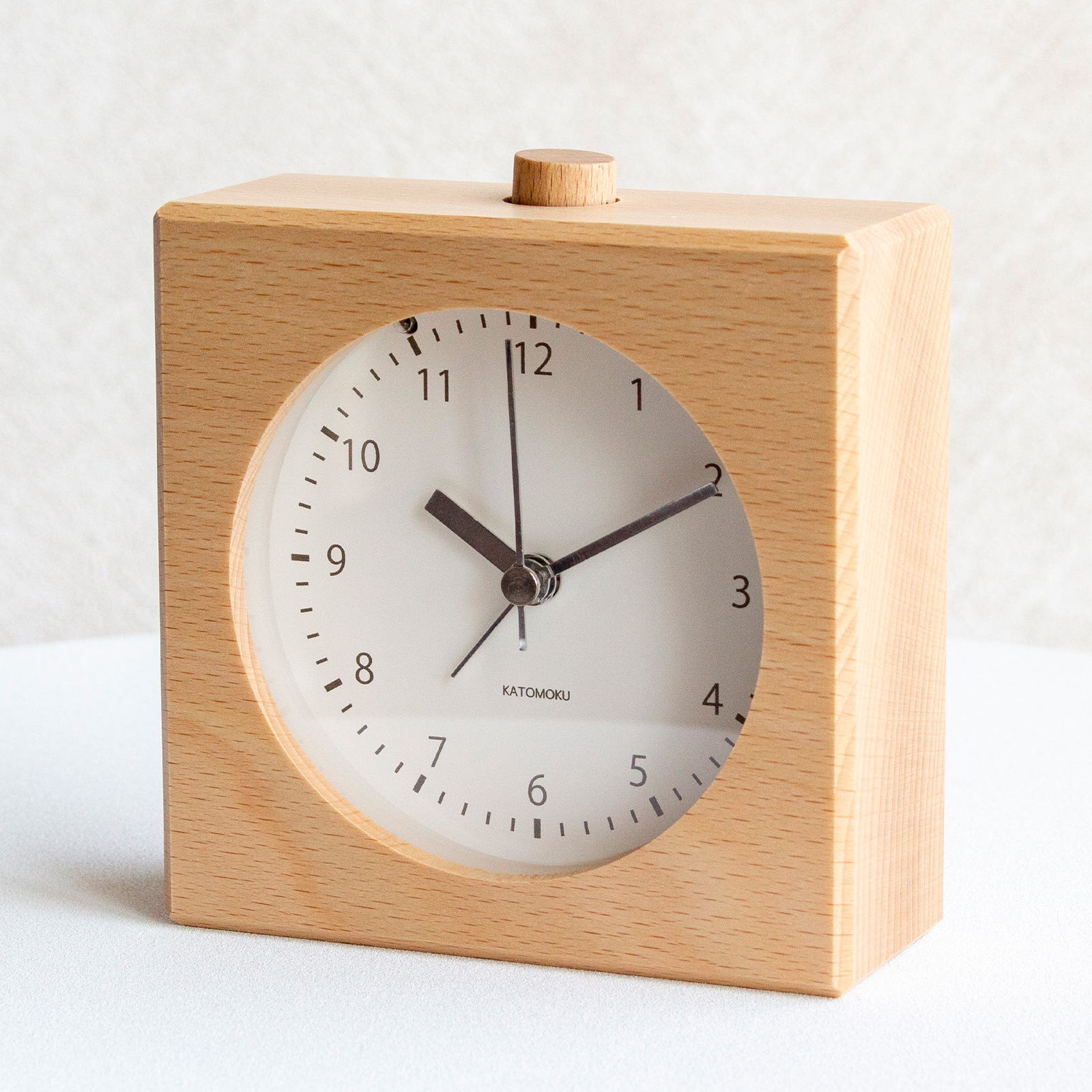 加藤木工 置き時計 目覚まし時計 木製 ナチュラル ブラウン 四角