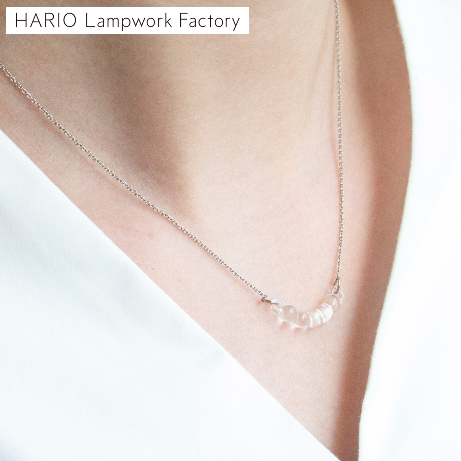 ハリオ ネックレス アール プチ シルバーカラー ガラス製 HARIO Lampwork Factory 手作り 日本製