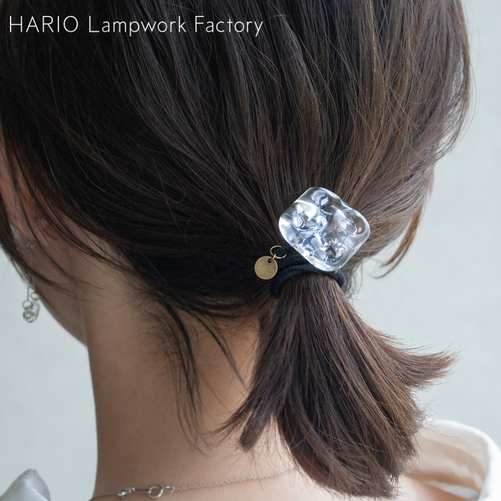 ハリオ ヘアゴム ナミマ ガラス製 HARIO Lampwork Factory 手作り 日本製 ヘアアクセサリー 大人っぽい レディース