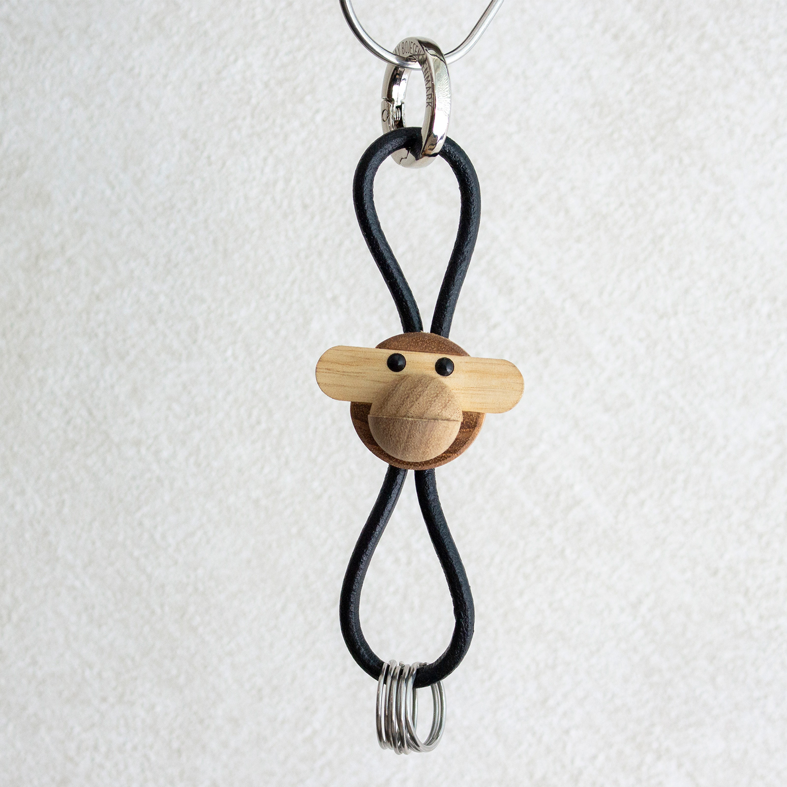 カイボイスン モンキー キーリング キーホルダー 木製 本革 北欧 ペア