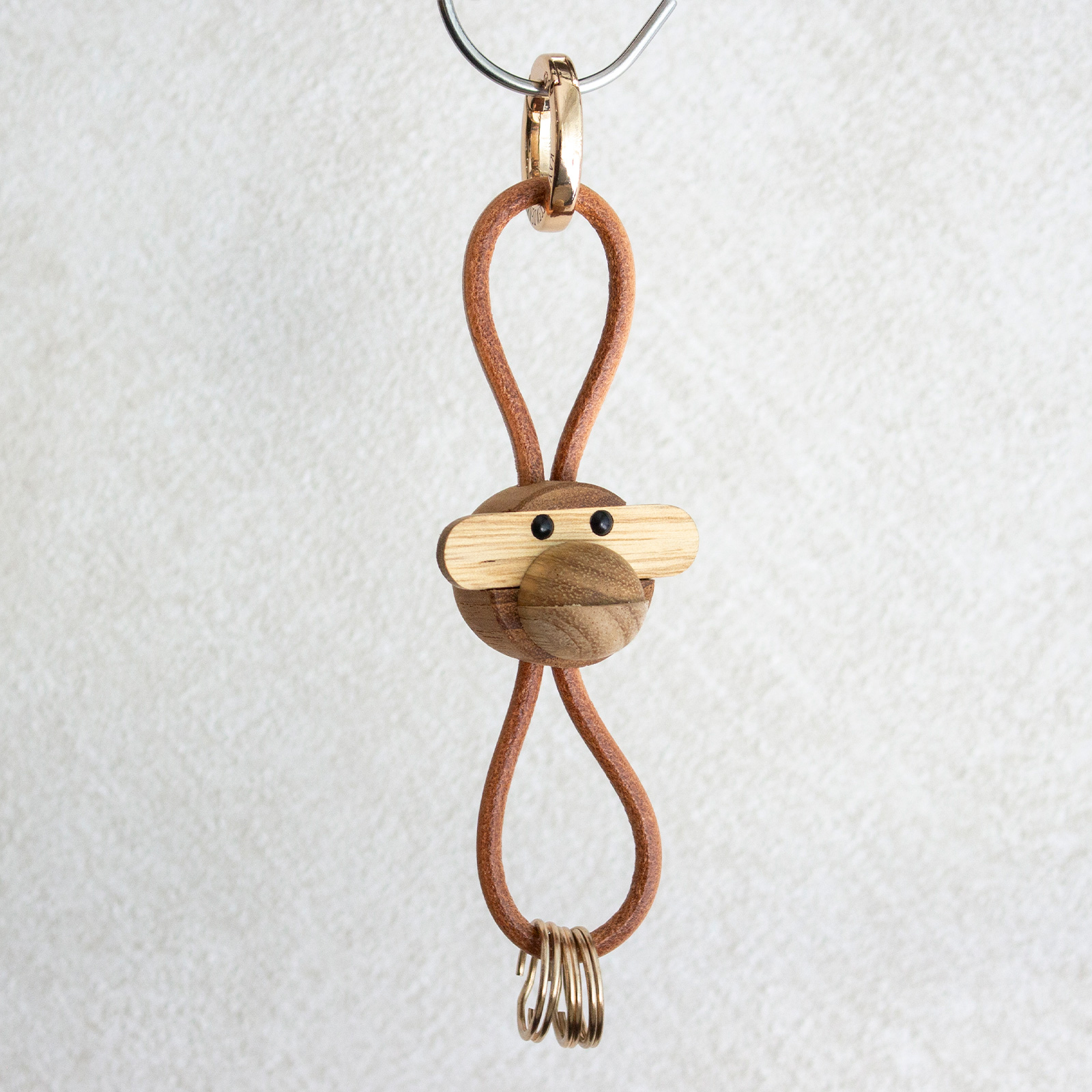カイボイスン モンキー キーリング キーホルダー 木製 本革 北欧 ペア
