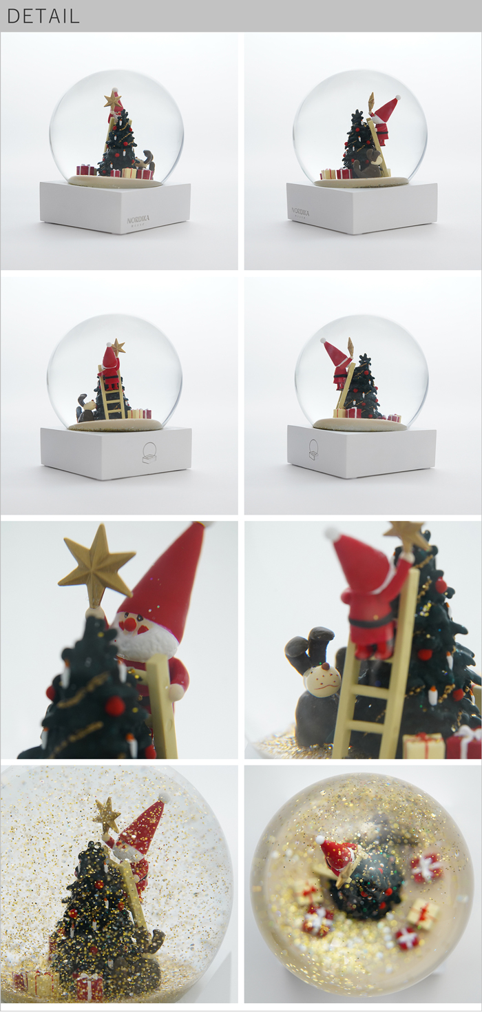 ノルディカニッセ 限定品 スノードーム 飾りつけをするサンタとイヌ