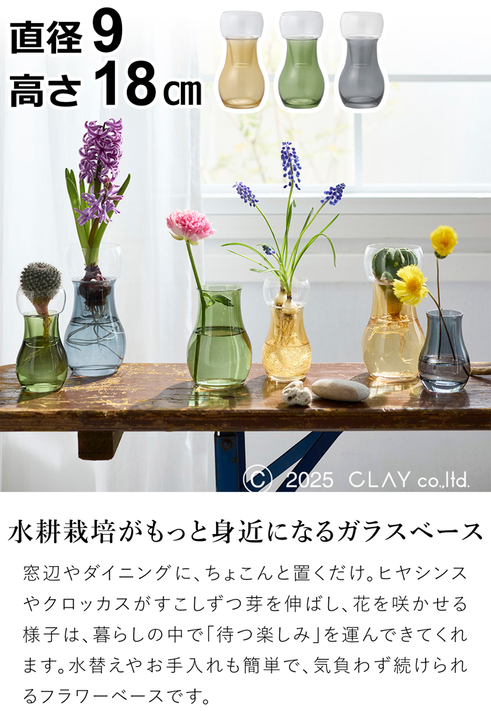 Clay（クレイ） ＼12/19〜22はポイント10倍／ 水耕栽培 ガラス ベース