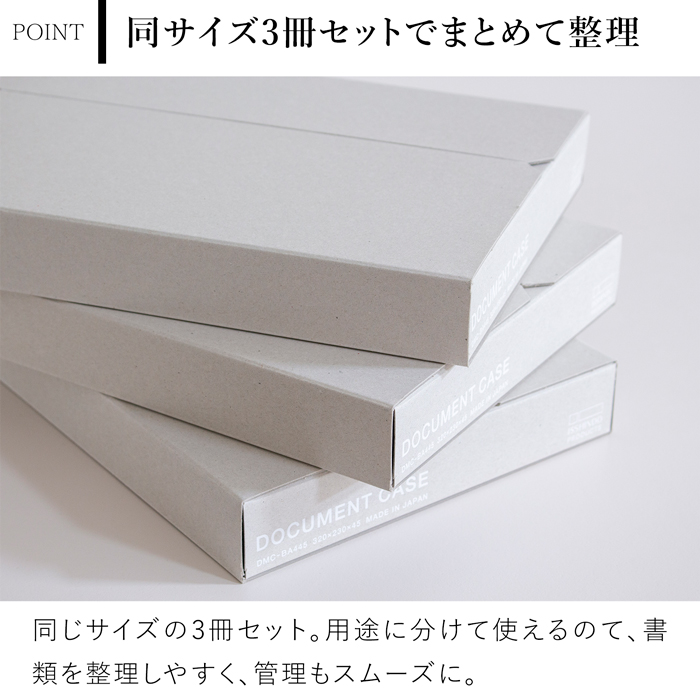一新堂 ドキュメントケース 厚さ45mm A4 3冊セット チップボール マグネット 書類収納 書類ケース デスク収納 持ち運び 日本製