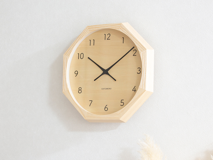 加藤木工 掛け時計 電波式 木製 muku clock 7 八角形 連続秒針