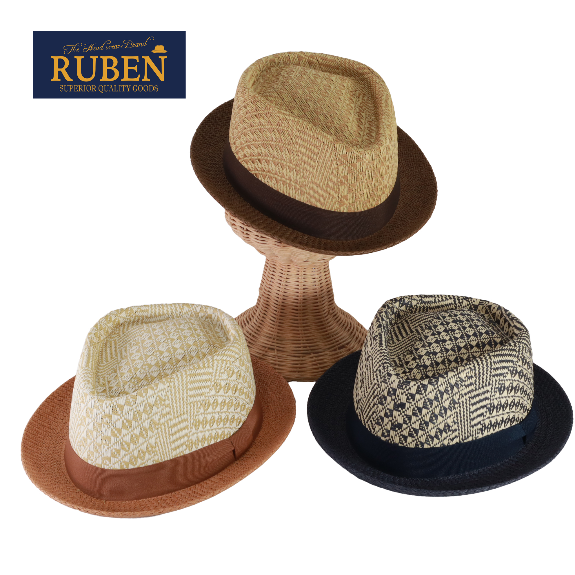 ルーベン RUBEN MIXバイカラー中折れハット 帽子 メンズ レディース帽子 ペーパー 中折れ 雑材 春夏 RUS1233