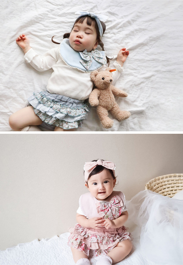 mocmof おめかし3点セット リボン 622-356601(スタイ ブルマ ヘア