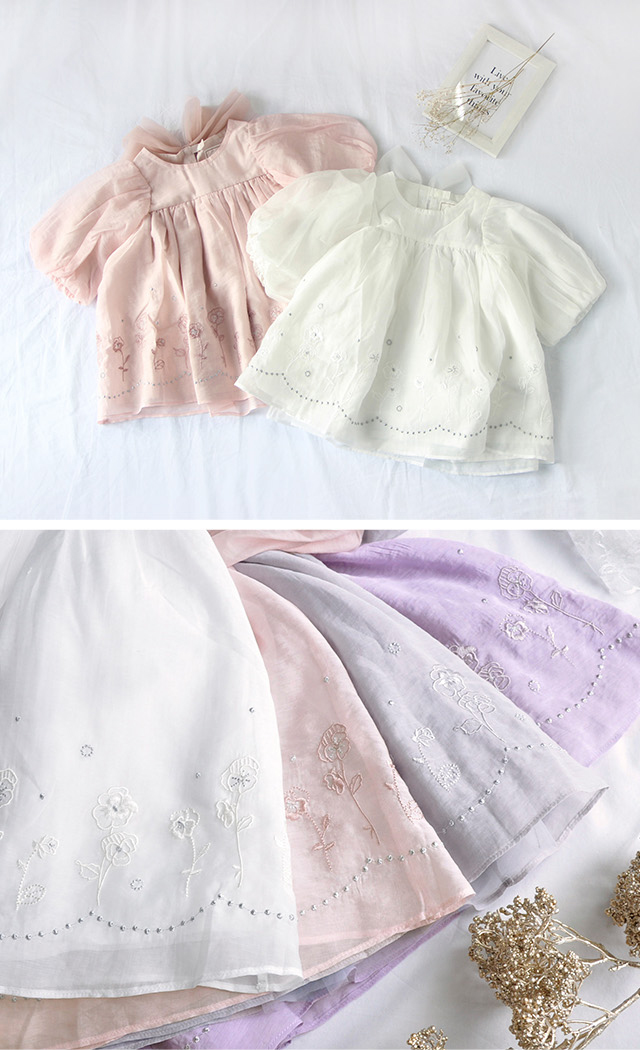 coto cotte 裾刺繍シアーパフワンピ 722-359200(ワンピース
