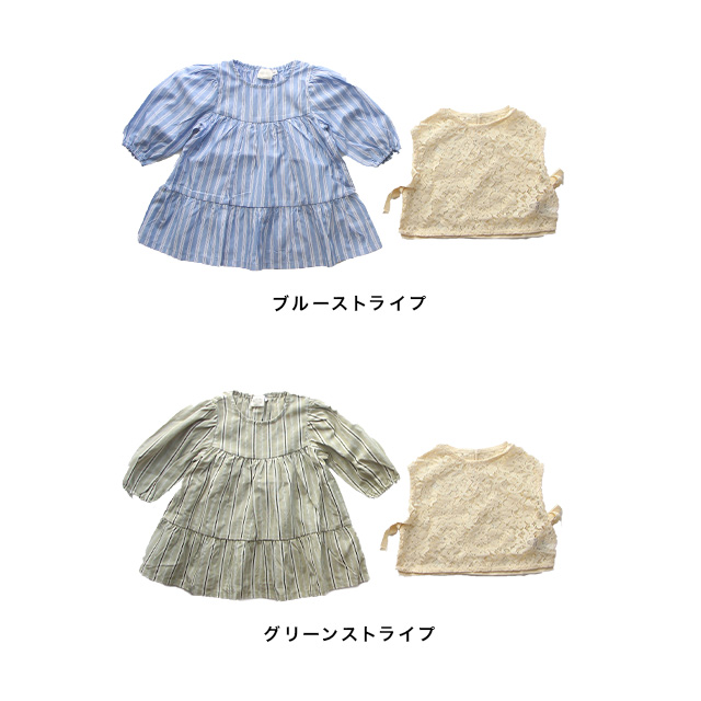 coto cotte（コトコット） レースベスト付きストライプワンピース 722