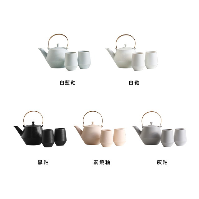 楽焼風 手作り急須と湯呑み2客セット fs00082_100.jpg